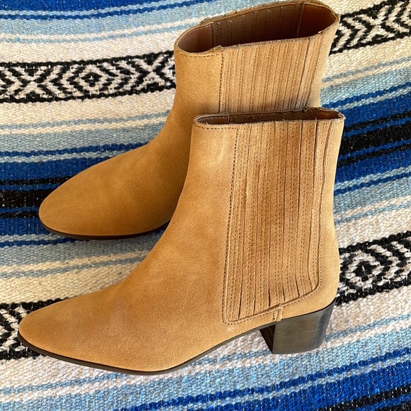 Zara Suede Taupe/Camel Cowboy Style Boots size 7.5 - Picture 1 of 10
